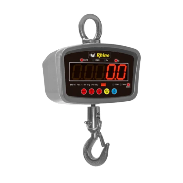 BÁSCULA COLGANTE ELECTRÓNICA USO RUDO 1 TONELADA RHINO MODELO BAC-1T